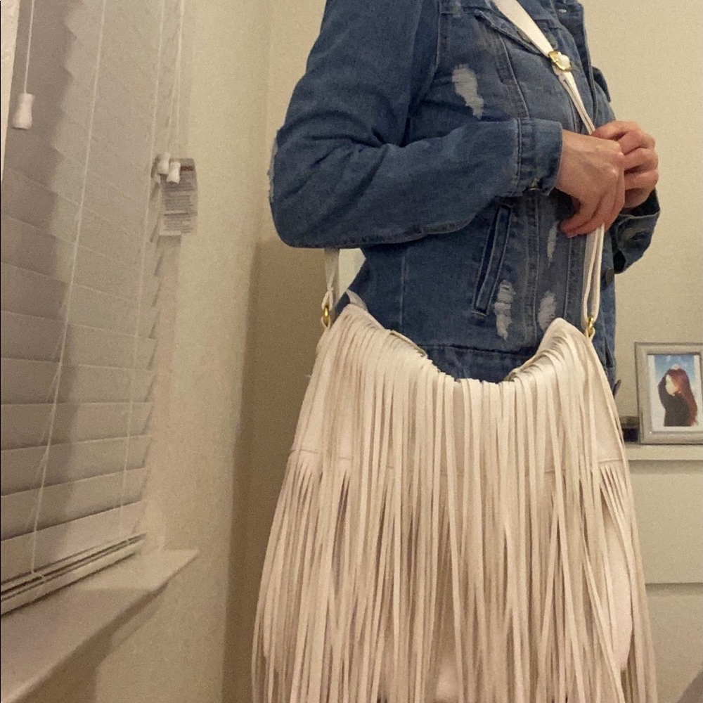 Women’s Fringed White Purse